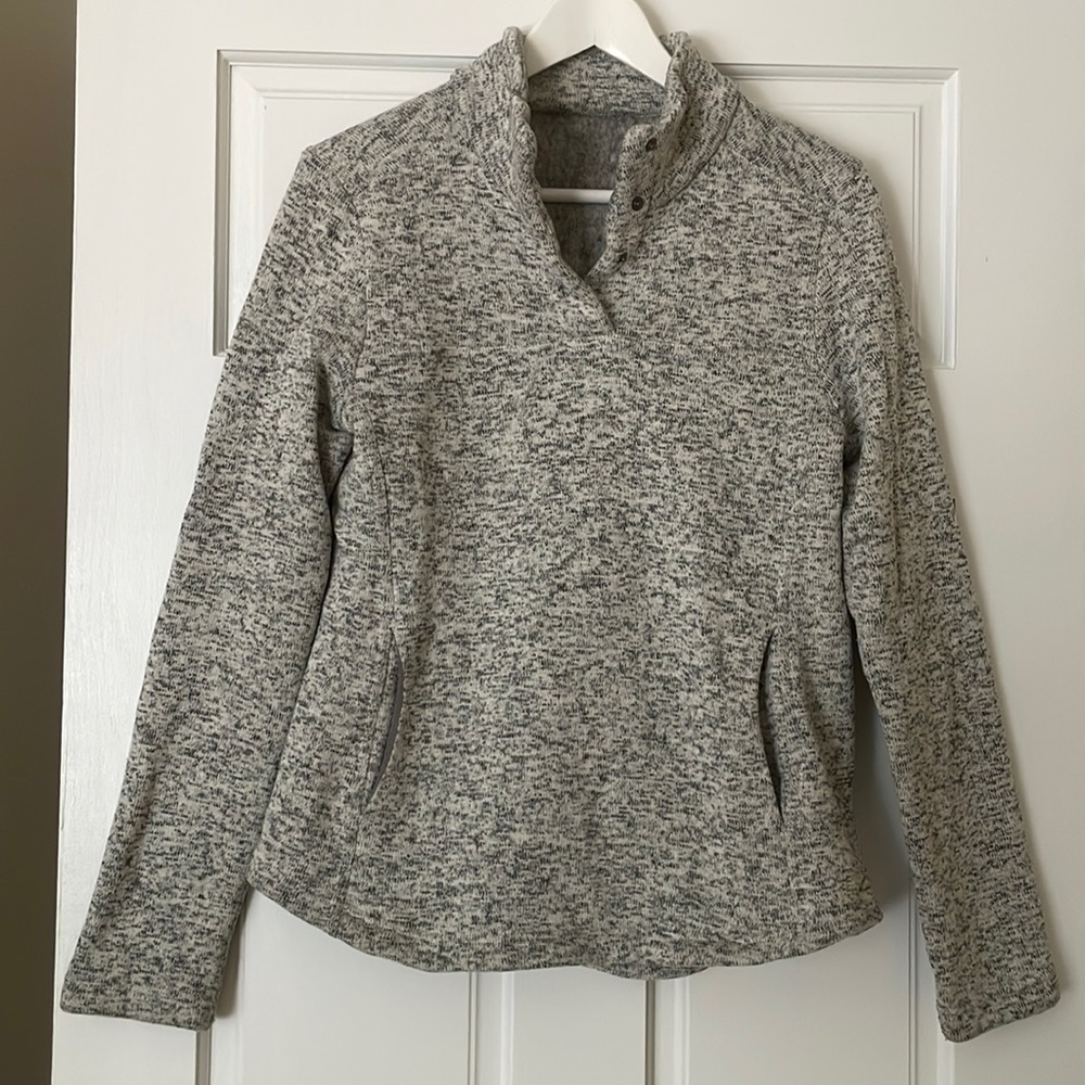 Sweater Pullover Snap Fleece Jacket - Gray Small